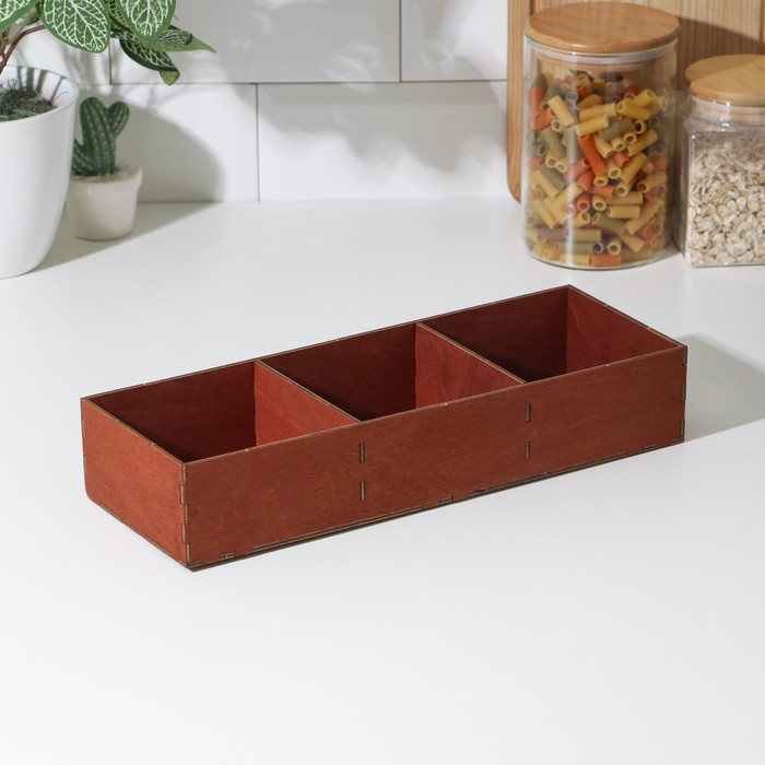 Органайзер деревянный для чая и кухонных принадлежностей Доляна, 33×12×6 см, цвет мокко Органайзер деревянный для чая и кухонных принадлежностей Доляна, 33×12×6 см, цвет мокко