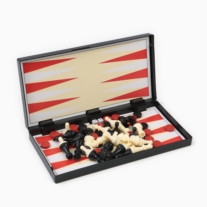 Настольная игра 3 в 1 Настольная игра 3 в 1 "Зук": нарды, шахматы, шашки, магнитная доска 24.5 х 24.5 см