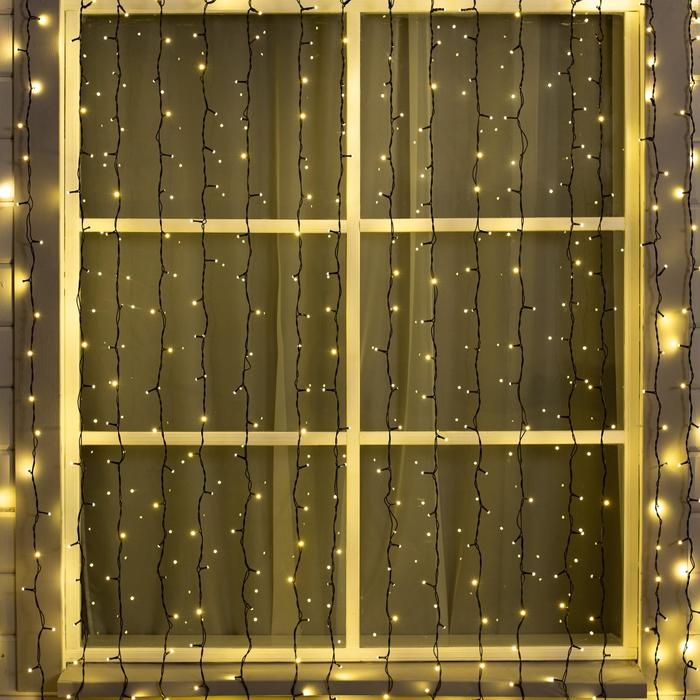 Гирлянда «Занавес» 2 × 3 м, IP44, УМС, тёмная нить, 760 SMD-LED, свечение тёплое белое, 220 В Гирлянда «Занавес» 2 × 3 м, IP44, УМС, тёмная нить, 760 SMD-LED, свечение тёплое белое, 220 В