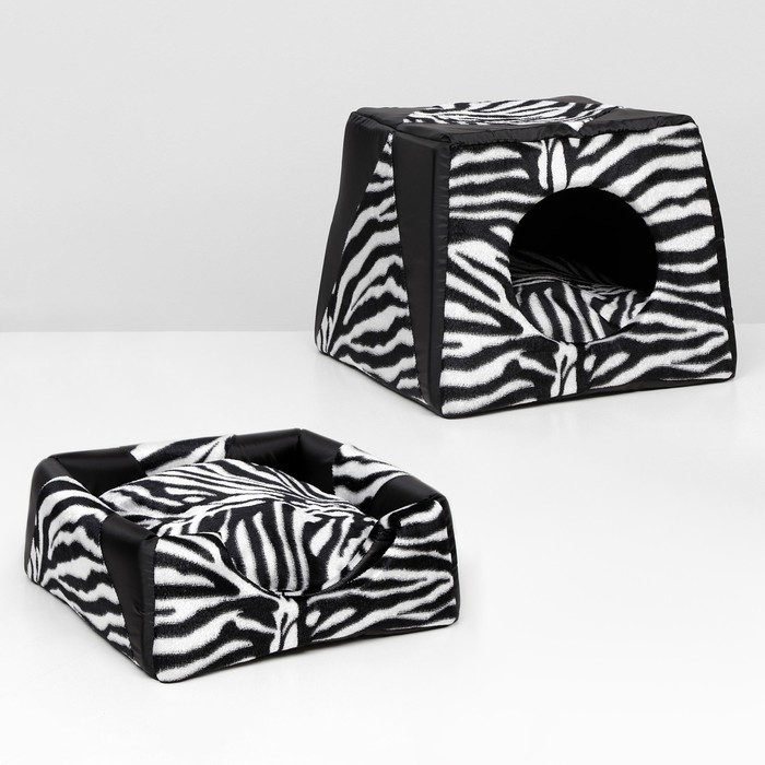 Дом-трансформер трапеция 43 х 43 х 34 см, расцветка зебра Дом-трансформер трапеция 43 х 43 х 34 см, расцветка зебра