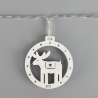 Гирлянда &laquo;Нить&raquo; 2 м с насадками &laquo;Оленёнок&raquo;, IP20, прозрачная нить, 10 LED, батарейки AAх2 (не в комплекте), свечение тёплое белое