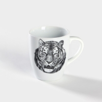 Кружка фарфоровая &laquo;Тигр&raquo;, 300 мл, белая