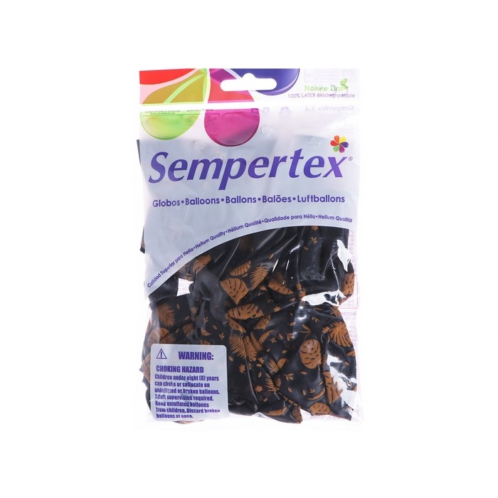 Воздушный шар латексный 12" &laquo;Листья&raquo;, пастель, цвет чёрный, 15 шт.