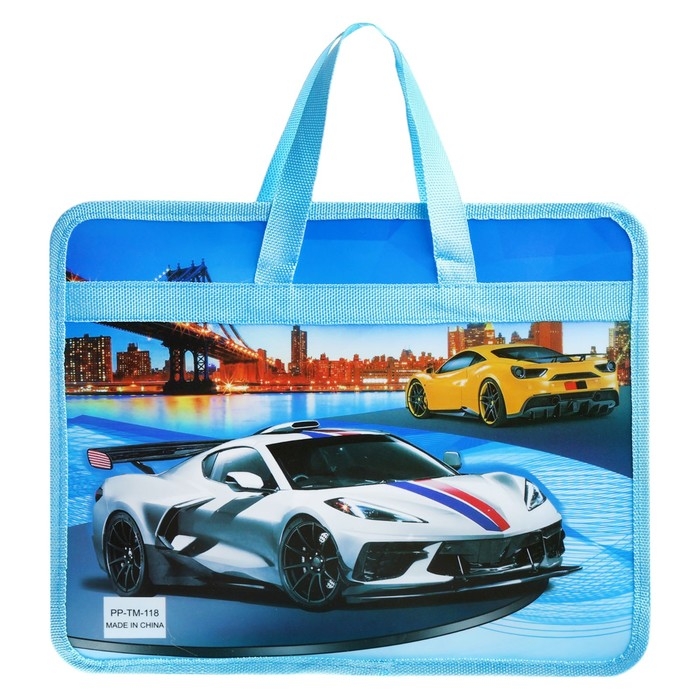 Папка с ручками пластиковая А4, 37 х 22 х 5 см Папка с ручками пластиковая А4, 37 х 22 х 5 см "Машины"