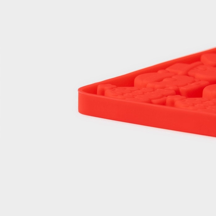 Форма для мармелада Доляна &laquo;Новогоднее настроение&raquo;, силикон, 72 ячейки, 29&times;18&times;0,6 см , цвет красный