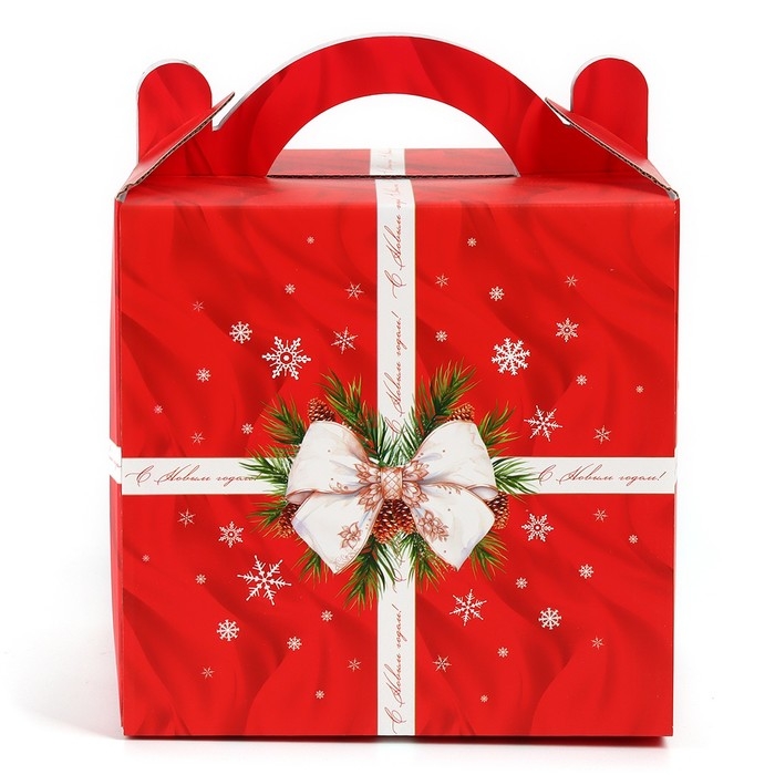 Коробка кондитерская с окном, сундук, &laquo;С Новым годом!&raquo;, 20 х 20 х 20 см,