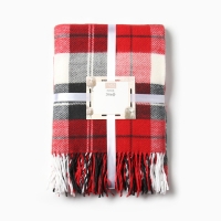 Плед Эльф 140х200см, 02/NOAN, цв.бел/красн/антр, новозеландская шерсть 70%, пэ30%