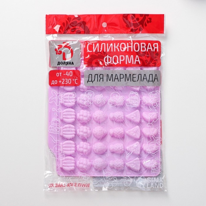 Форма для мармелада Доляна «Фруктовый бум», силикон, 18,5×17,5 см, 42 ячейки (2,2×2,2 см), цвет розовый Форма для мармелада Доляна «Фруктовый бум», силикон, 18,5×17,5 см, 42 ячейки (2,2×2,2 см), цвет розовый