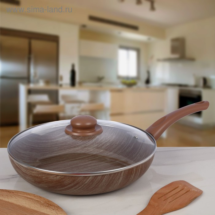 Сковорода глубокая Kantry, d=28 см, стеклянная крышка, пластиковая ручка, антипригарное покрытие, цвет коричневый Сковорода глубокая Kantry, d=28 см, стеклянная крышка, пластиковая ручка, антипригарное покрытие, цвет коричневый