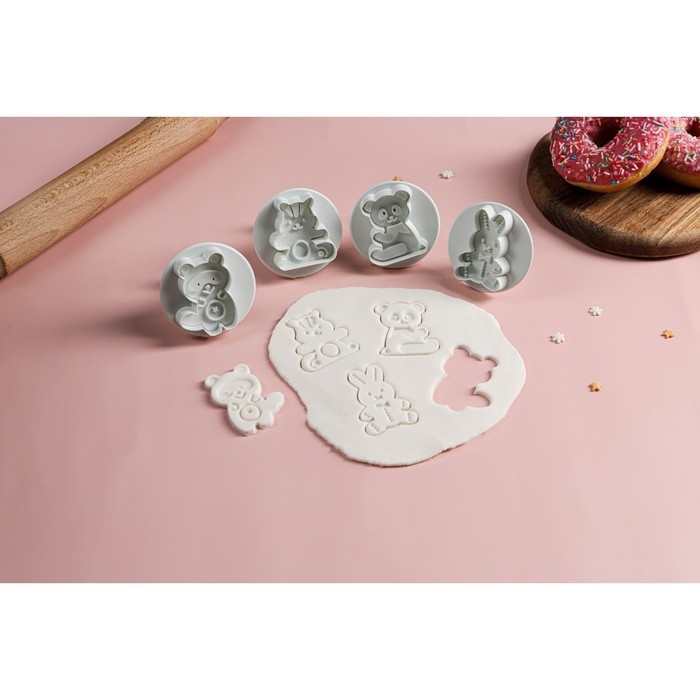 Набор плунжеров кондитерских Доляна &laquo;Мягкая игрушка&raquo;, 4 шт, цвет МИКС