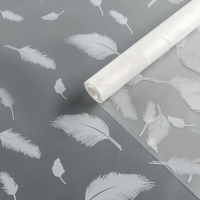 Пленка для цветов, матовая,"Перья", белый, 0,6 х 9м &plusmn;5%