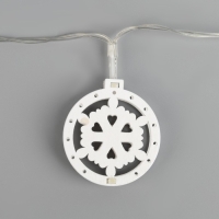 Гирлянда «Нить» 2 м с насадками «Снежинка», IP20, прозрачная нить, 10 LED, батарейки AAх2 (нет в комплекте), свечение тёплое белое Гирлянда «Нить» 2 м с насадками «Снежинка», IP20, прозрачная нить, 10 LED, батарейки AAх2 (нет в комплекте), свечение тёплое белое