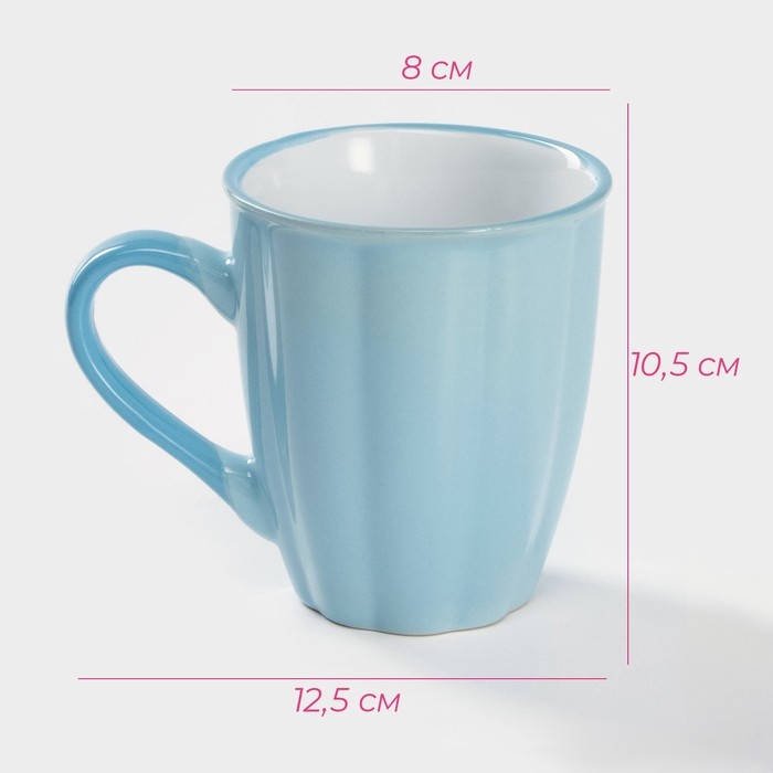 Кружка керамическая Доляна &laquo;Маршмэллоу&raquo;, 360 мл, цвет голубой