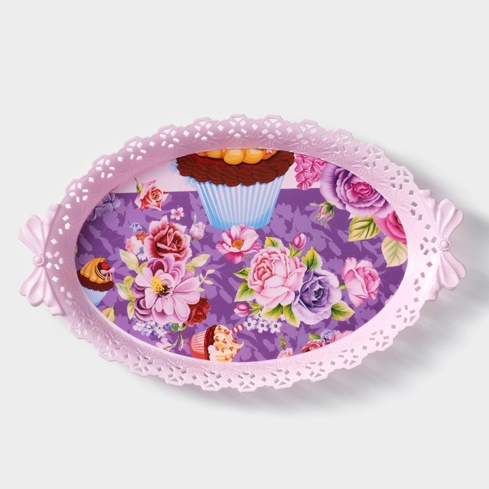 Поднос овальный Доляна &laquo;Пастораль&raquo;, 36&times;22&times;5 см, цвет МИКС