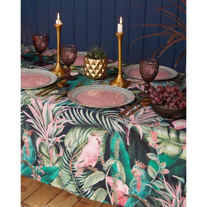 Скатерть "Этель" Tropical parrots 149х220см, 100% хлопок, саржа 190 г/м2