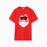 Футболка мужская НГ "Дед мороз", цвет красный, р-р 54 Футболка мужская НГ "Дед мороз", цвет красный, р-р 54