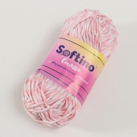 Пряжа светящаяся 100% лавсан "Сияй" меланж 50 гр 50 м бело-розовая