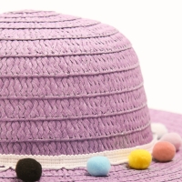 Шляпа с бомбошками для девочки MINAKU, цвет фиолетовый, размер 50 Шляпа с бомбошками для девочки MINAKU, цвет фиолетовый, размер 50