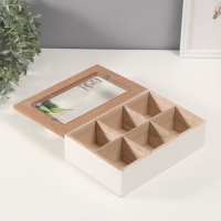 Шкатулка дерево с делениями "Чай. Кактус в горшочке" 16х23,5х9,5 см