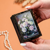 Шкатулка &laquo;Пионы в вазе&raquo;, 7,5&times;10 см, лаковая миниатюра