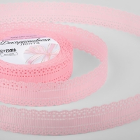 Лента декоративная, репсовая, с ажурным краем, 25 мм × 9,1 ± 0,5 м, цвет розовый Лента декоративная, репсовая, с ажурным краем, 25 мм × 9,1 ± 0,5 м, цвет розовый