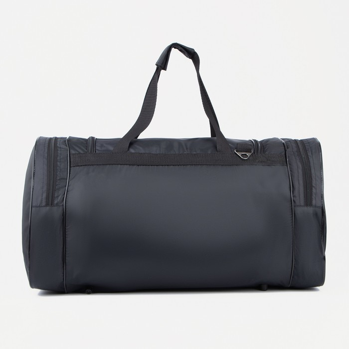 Сумка спортивная на молнии, 3 наружных кармана, длинный ремень, большой размер, цвет чёрный