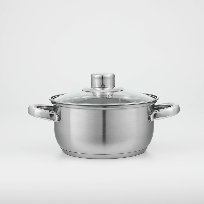 Кастрюля из нержавеющей стали Доляна &laquo;Гретте&raquo;, 1,6 л, d=16 см, с крышкой, капсульное дно, индукция