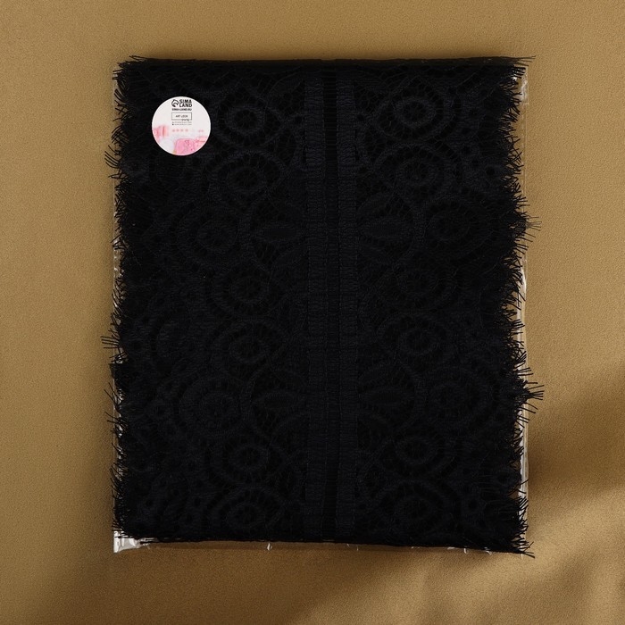 Кружево реснички, 165 мм &times; 3 &plusmn; 0,5 м, цвет чёрный