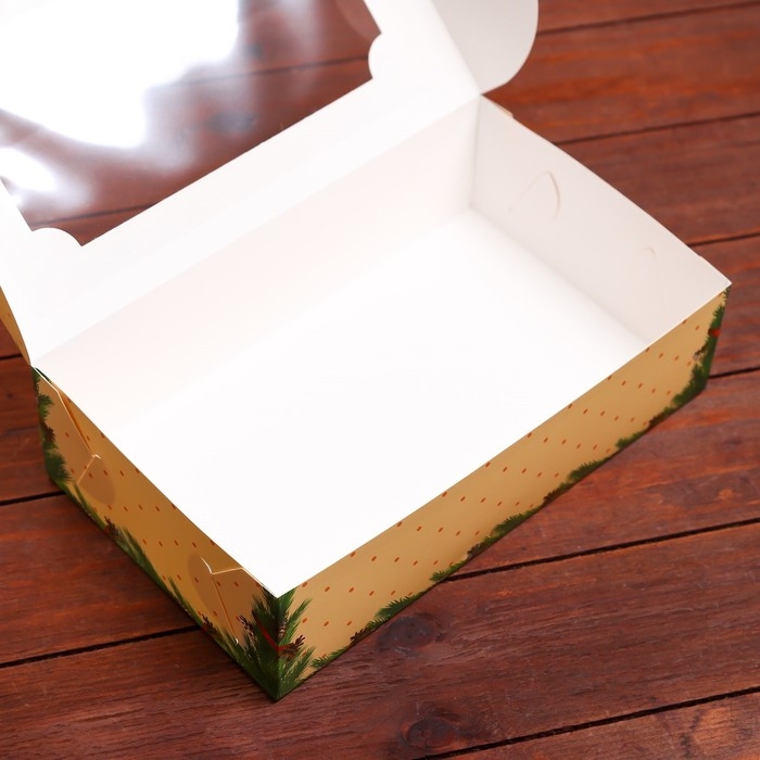 Новый год. Коробка складная, кондитерская упаковка с окном Новый год. Коробка складная, кондитерская упаковка с окном "Счастливого Нового года", 25 х 15 х 7 см