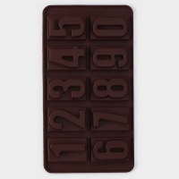 Форма для кондитерских украшений Доляна «Цифры», силикон, 20×11 см, 10 ячеек, цвет коричневый Форма для кондитерских украшений Доляна «Цифры», силикон, 20×11 см, 10 ячеек, цвет коричневый