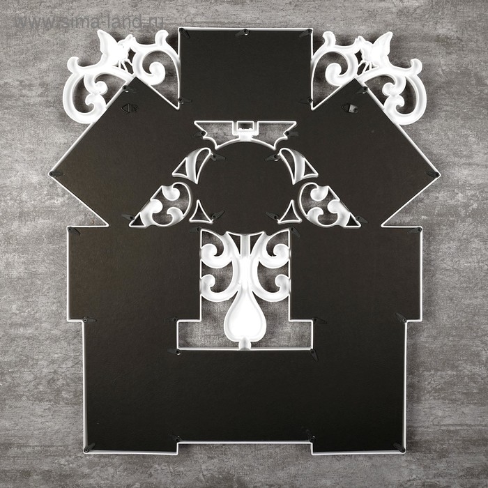 Фоторамка пластик на 9 фото 10х10, 10х15 см Фоторамка пластик на 9 фото 10х10, 10х15 см "Узоры" белая 54х49 см