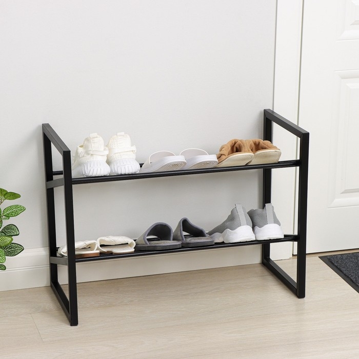 Полка для обуви &laquo;Авангард&raquo;, 2 яруса, 70,5&times;30,5&times;50,5 см, цвет чёрный