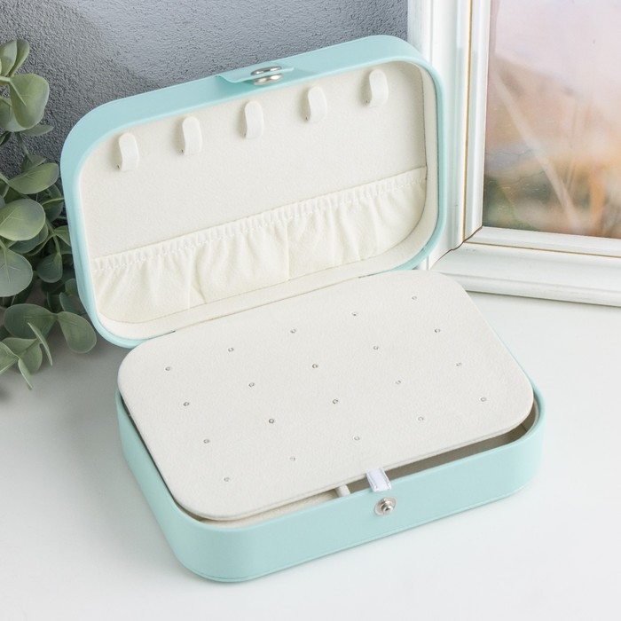 Шкатулка кожзам для украшений Шкатулка кожзам для украшений "Матовая гладь" бирюзовая 16х11х5 см