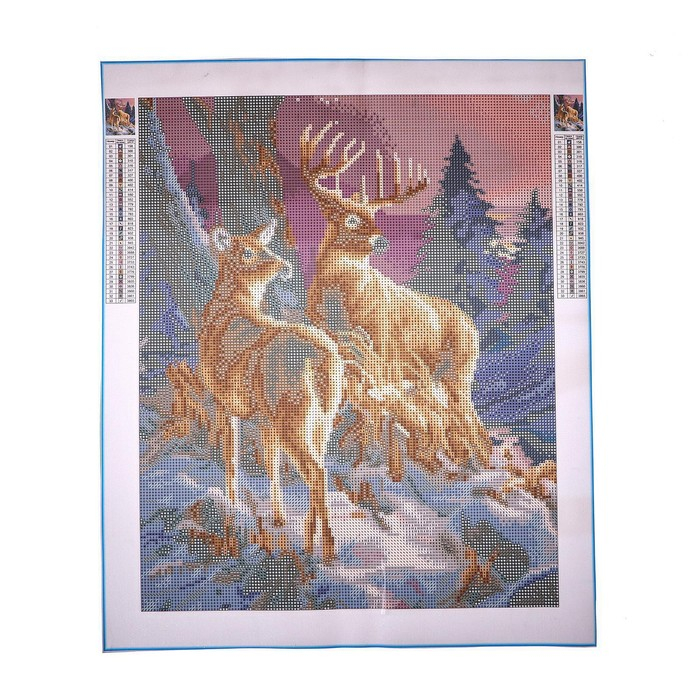 Алмазная мозаика на новый год с полным заполнением на холсте &laquo;Олени&raquo;, 40 х 50 см, новогодний набор для творчества