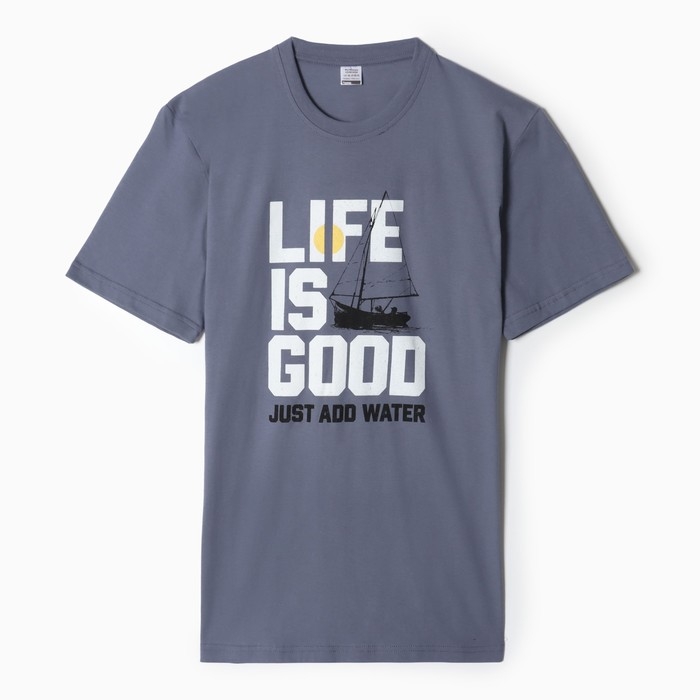 Футболка мужская с принтом, цвет серый, размер 48 Футболка мужская с принтом, цвет серый, размер 48