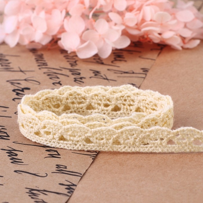 Кружево вязаное, 13 мм &times; 15 &plusmn; 1 м, цвет бежевый