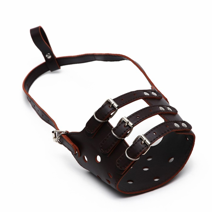 Намордник из прессованной кожи регулируемый, №5, ДН 9,3 см, ОМ 32-40 см, коричневый Намордник из прессованной кожи регулируемый, №5, ДН 9,3 см, ОМ 32-40 см, коричневый