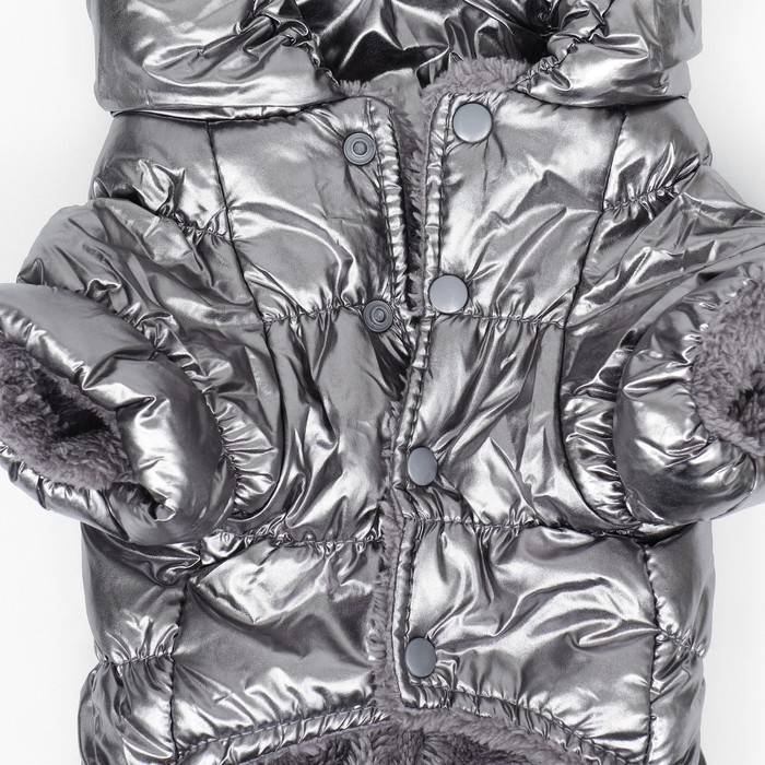 Комбинезон "Блеск", размер S (ДС 24 см, ОГ 34, ОШ 23 см, до 5 кг), серебряный