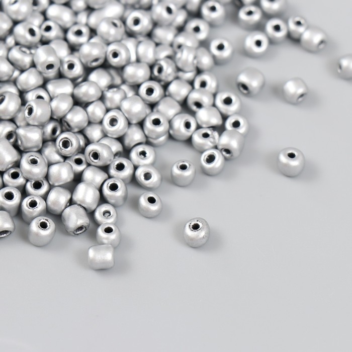 Бисер стекло 6/0 Бисер стекло 6/0 "Серебро" металлик 450 гр