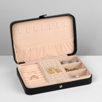 Органайзер для украшений &laquo;Шкатулка портативная&raquo;, 8 полос, 4 места, 14&times;21&times;4,5 см ,цвет чёрный