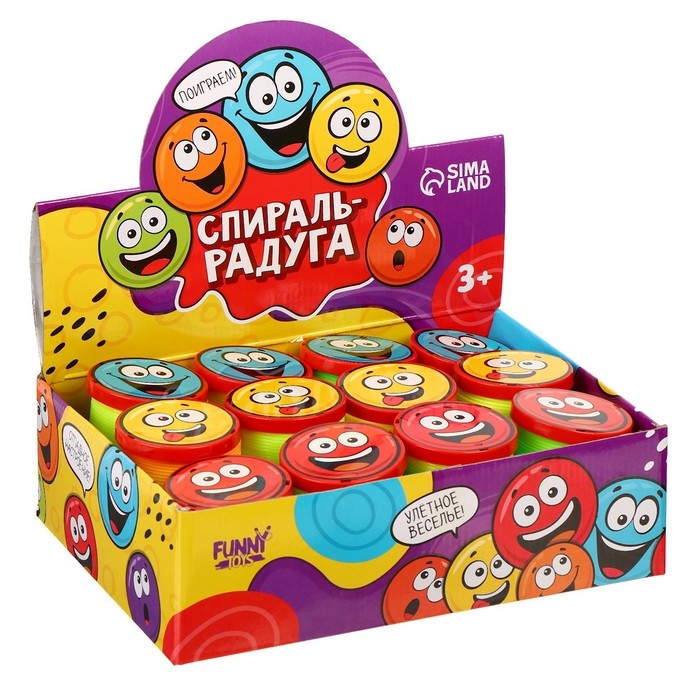 Пружинка - радуга &laquo;Смайлики&raquo; d.-5см , в шоубоксе, МИКС