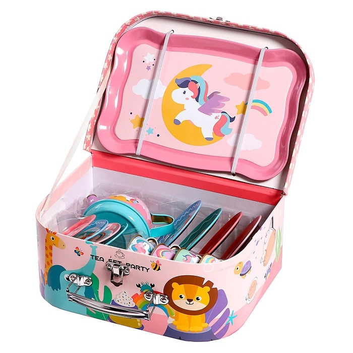 Набор металлической посуды &laquo;Единорожки&raquo;, 14 предметов, в чемодане