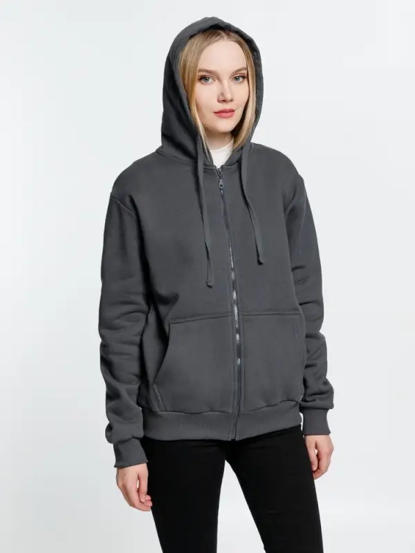 Толстовка на молнии с капюшоном Siverga Heavy 2.0, темно-серая (графит), размер 4XL