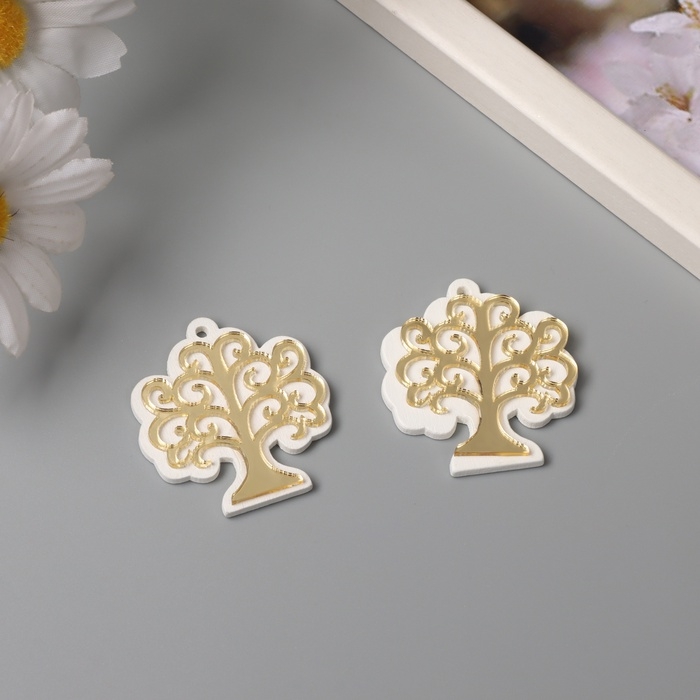 Декор для творчества дерево, пластик Декор для творчества дерево, пластик "Деревце" зеркальный набор 2 шт 4,1х4,8 см