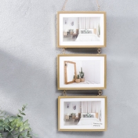 Фоторамка металл на 3 фото 10х15 см "Лофт. Строгие линии" золото, паспарту 44х18,5 см Фоторамка металл на 3 фото 10х15 см "Лофт. Строгие линии" золото, паспарту 44х18,5 см