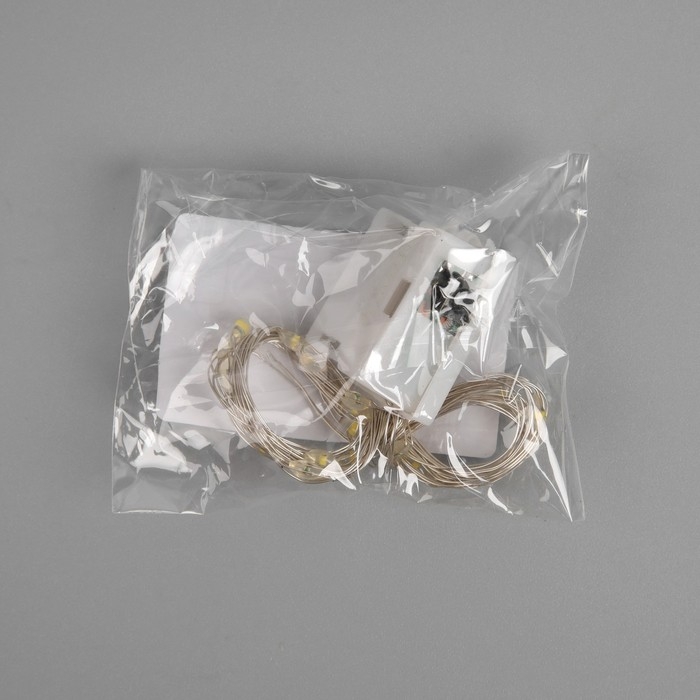 Гирлянда &laquo;Нить&raquo; 2 м роса, IP20, серебристая нить, 20 LED, 3 режима, батарейки AG13х3 (в комплекте), свечение тёплое белое