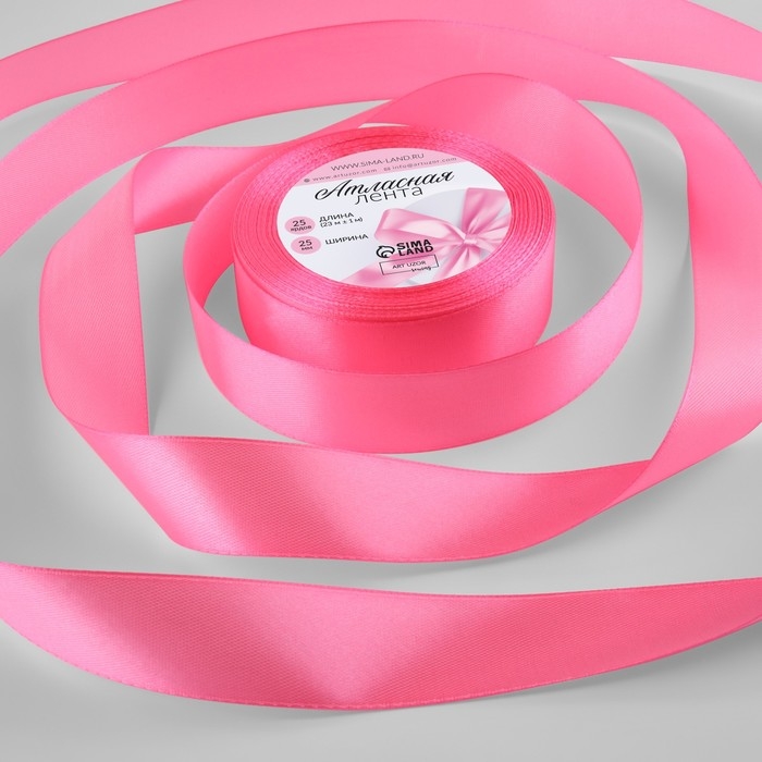 Лента атласная, 25 мм × 23 ± 1 м, цвет насыщенный розовый №05 Лента атласная, 25 мм × 23 ± 1 м, цвет насыщенный розовый №05