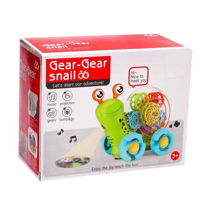 Улитка &laquo;Шестерёнки&raquo;, свет и звук, работает от батареек, цвет МИКС
