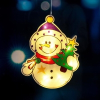 Светодиодная фигура на присоске &laquo;Снеговик&raquo; 19 &times; 22 см, пластик, батарейки АААх3 (не в комплекте), свечение тёплое белое