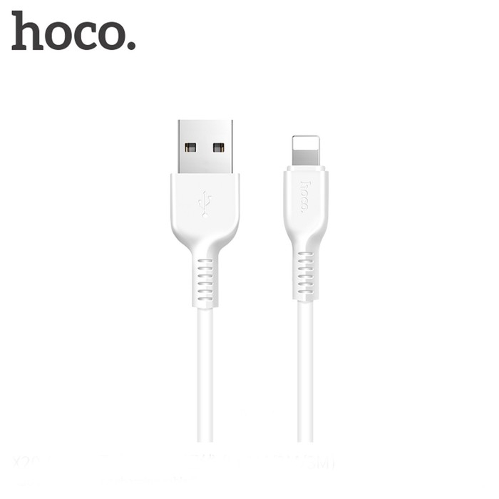 Кабель Hoco X20, Lightning - USB, 2,4 А, 1 м, PVC оплетка, белый Кабель Hoco X20, Lightning - USB, 2,4 А, 1 м, PVC оплетка, белый